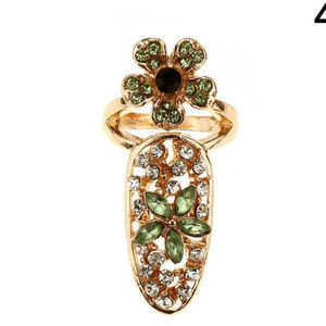 Green Flower Finger Nail Ring